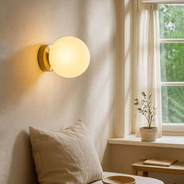 Opviq Lámpara de Pared de Metal y Vidrio Blanco y Anticuado